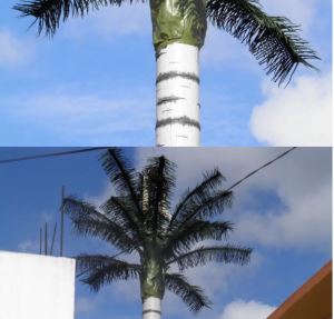 Torre de telecomunicacions de camuflatge de fulles de palmera